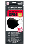 "BLACK" [ ALL KEEPER ] Brand "FDA #10074261" KF94 Adult Mask [Made in Korea] 4 Filtration with 4 Layered Mask